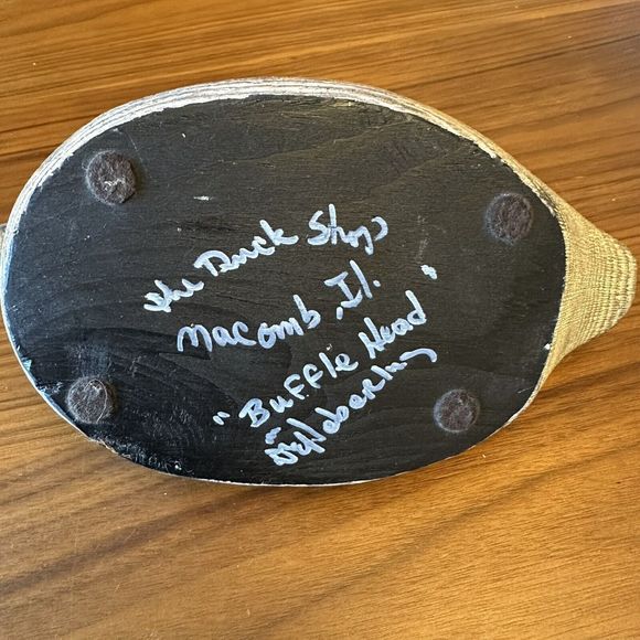 VINTAGE SIGNED The Duck Shop Macomb IL WOOD DUCK DECOY GLASS EYES Bufflehead - Picture 9 of 10